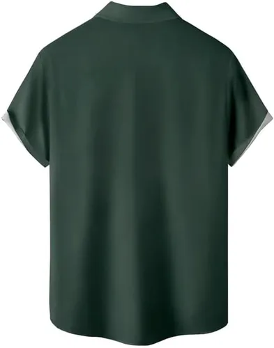 Vista 2 de QIVICIMA Camisas de bolos para hombre, camisa hawaiana grande y alta, retro, con botones, estilo vintage, guayabera