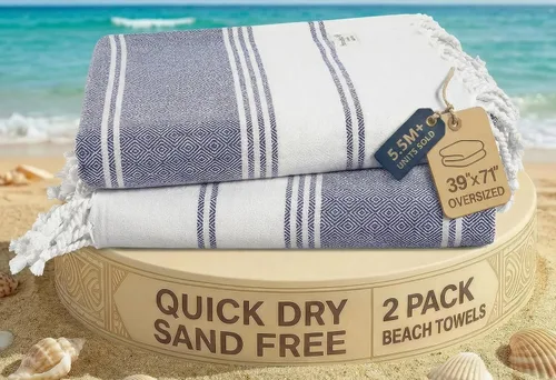 Vista 51 de LANE LINEN - Paquete de 4 toallas de playa de gran tamaño, toalla de piscina prelavada, extragrande, de secado rápido y sin arena, toalla de viaje