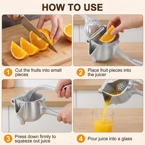 Vista 3 de Fresh Fruit Juice Extractor, 2026 Upgrade Aluminum Hand Juicer Squeezer Lemon Juicer Manual Hand Press with Ergonomic Grip, Easy to Clean for Orange