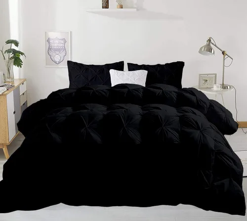 Vista 14 de Juego de edredón plisado para todas las estaciones, 21.16 oz/m², 3 piezas (edredón + 2 fundas de almohada), relleno de edredón de algodón egipcio