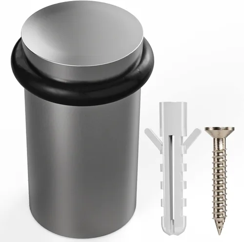 Vista 8 de NYCO - Tope de puerta cromado para puerta de piso, elegante acero sólido, moderno, resistente, tornillo de anclaje para montaje en el suelo