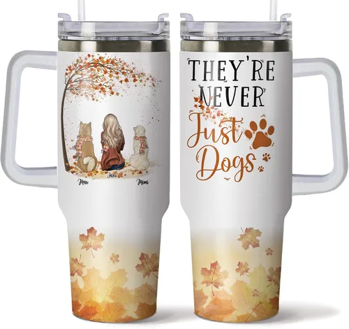 Vista 17 de Gossby Vaso personalizado de 40 onzas con asa y tapa, regalo personalizado para papá para hombres con diseño, nombre, vaso aislado de acero Hombre