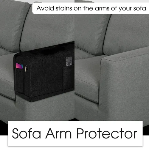 Vista 5 de Joywell Fundas de lino para reposabrazos de sala de estar, protector antideslizante de sofá para perros, gatos y mascotas, funda para sillón