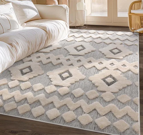 Vista 10 de Alfombra de área Bellagio Chiara Tribal marroquí de tejido plano irregular 5'3" x 7'3