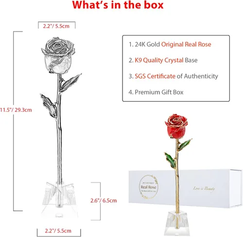 Vista 6 de Regalos para mamá, rosa dorada, rosa bañada en oro hecha de rosa real, regalos para ella y los mejores regalos para la madre, rosas doradas