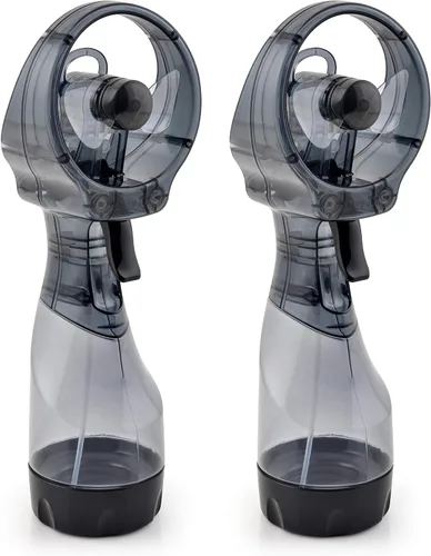 Vista 12 de O2COOL - Ventilador de mano de lujo, funciona con pilas, ventilador pulverizador de agua (verde) Sí