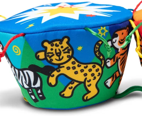 Vista 4 de Melissa & Doug K's Kids Bongo Drums - Instrumento musical suave, multicolor, 1 EA