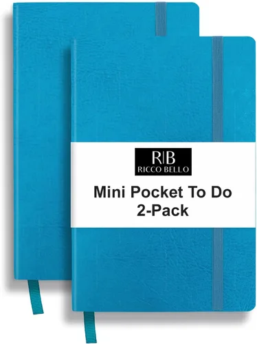 Vista 10 de RICCO BELLO - Cuaderno de lomo pegado con marcador Sin fecha, piel sintética, soporte para bolígrafo, planificador de productividad
