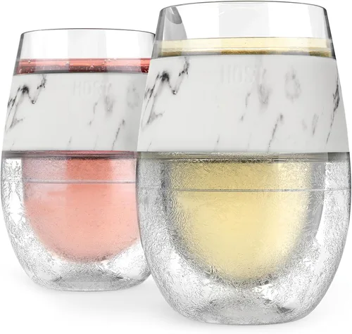 Vista 15 de Host Set de Tazas para Vino Congelables de 2 - Tazas de Plástico de Doble Pared Aisladas para Enfriar Vino con Gel Congelable, Vasos de Vino