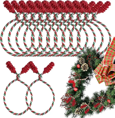 Vista 8 de 16 piezas de ataduras de guirnalda de Navidad marrón - Ataduras reutilizables y flexibles para barandillas de decoración para pasamanos