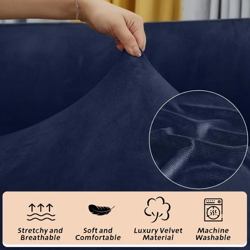 Vista 5 de Arfntevss Fundas de terciopelo a rayas para sofá reclinable, funda elástica para sofá modular en las esquinas, juego de fundas suaves y reclinables