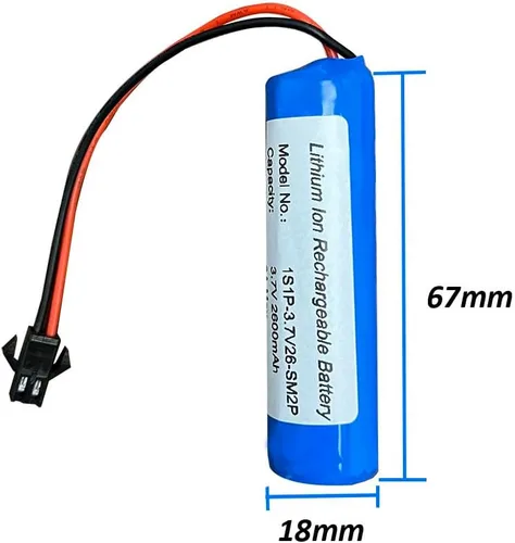 Vista 2 de Seasider Batería recargable de iones de litio de 3.7 V 2600 mAh, enchufe SM-2P y cable de carga USB para control remoto, autos de juguete a control