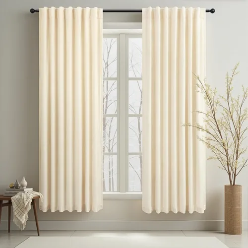 Vista 27 de Cortinas de terciopelo opacas para oscurecer la habitación de 63 pulgadas de largo para sala de estar, comedor, 2 paneles, privacidad pesada