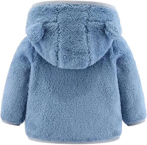 Vista 2 de Chaqueta de abrigo con capucha con forro polar, para recién nacidos, bebés, niños y niñas, diseño de dibujos animados, con orejas, abrigo cálido