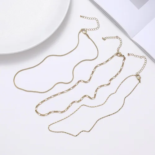 Vista 4 de wgoud Gold Necklace for Women Waterproof,14K Real Gold Plated Herringbone Choker Necklace for Women Trendy, Dainty Gold Chain Necklaces Stack,Simple