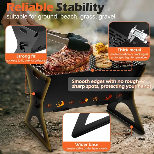 Vista 3 de HaSteeL Mini parrilla al aire libre, hoguera portátil con la rejilla