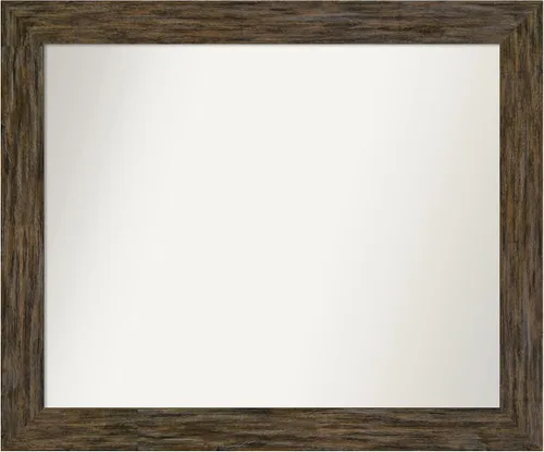 Vista 121 de Amanti Art Espejo personalizado, espejo de baño marrón Fencepost, espejo de pared o espejo de tocador de baño sobre el fregadero (27 x 27 pulgadas)