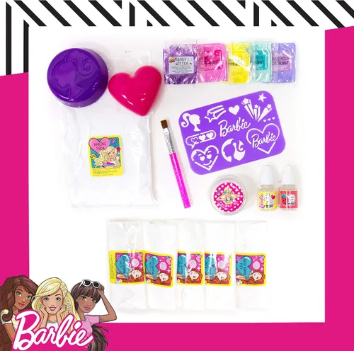 Vista 2 de Horizon Group USA - Kit de bombas de baño Barbie para hacer tu propia bomba de baño coloridas y de olor dulce, incluye plantilla, purpurina, moldes