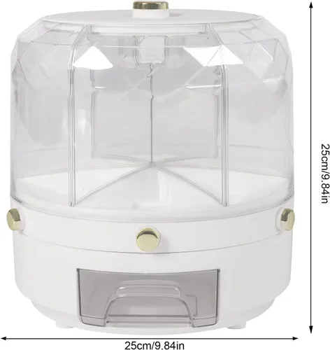 Vista 4 de Dispensador de almacenamiento de granos, dispensador de alimentos secos giratorio de 360°, dispensador de almacenamiento de cereales, contenedor