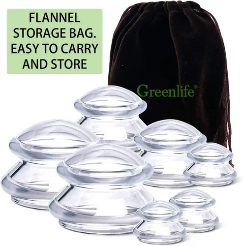 Vista 7 de GreenLife Juegos de terapia de ventosas, juego de tazas de silicona firme (7 tazas), herramienta de masaje profesional para aliviar el dolor