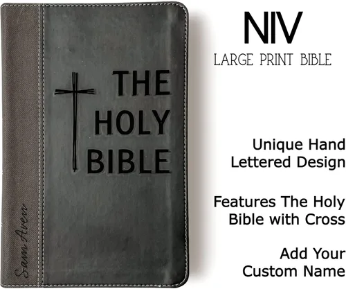 Vista 4 de Biblia de Leathersoft NIV con letras a mano y grabadas con láser, grabado personalizado con nombre disponible, regalo personalizado para bodas