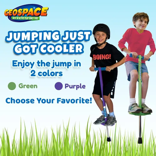 Vista 6 de Geospace Jumparoo BOING! JR. Steel POGO STICK by Air Kicks, pequeño para niños de 50 a 90 libras, diversión activa al aire libre que promueve
