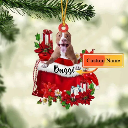 Vista 147 de Perro Akita Inu personalizado en bolsa de regalo, adorno de Navidad, nombre personalizado, regalo para amantes de los perros, familia, Navidad