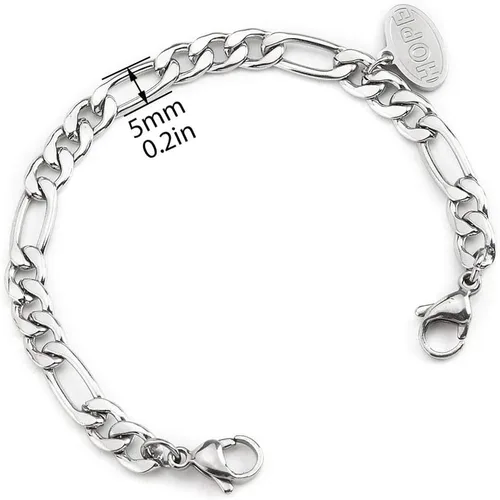 Vista 3 de Pulsera de identificación de alerta médica, cadena de acero inoxidable intercambiable con etiqueta de filigrana, pulseras de identificación