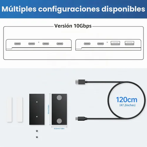 Vista 8 de EJAY Concentrador magnético USB-C de 4 puertos de 10 Gbps para Mac y Negro