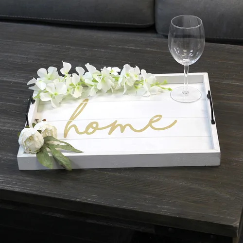 Vista 57 de Elegant Designs HG2013-GBL Bandeja de Servir Redonda de Madera Decorativa de Navidad de 13.75'' con Asas, Verde Believe Lavado verde "Believe
