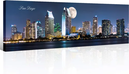 Vista 50 de Atlanta Skyline - Arte de pared para sala de estar, lienzo de paisaje urbano, decoración moderna para el hogar, imágenes panorámicas, edificio