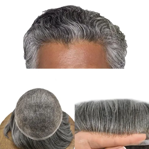 Vista 102 de Toupee para hombres Piezas de cabello humano real, encaje francés completo para hombres, pieza de cabello, nudos blanqueados, línea capilar natural