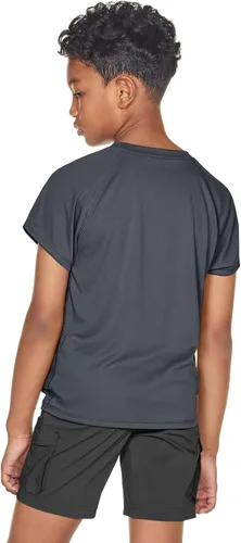 Vista 3 de ATHLIO Paquete de 2 camisetas de manga corta UPF 50+ para niños para exteriores, camiseta de natación para surf acuático, camiseta de natación UVSPF