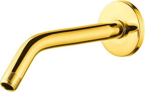 Vista 19 de OFFO Brazo de ducha con pestaña, de 6 pulgadas en oro brillante, montaje en pared, reemplazo, brazo angular de cabezal de ducha montado en la pared