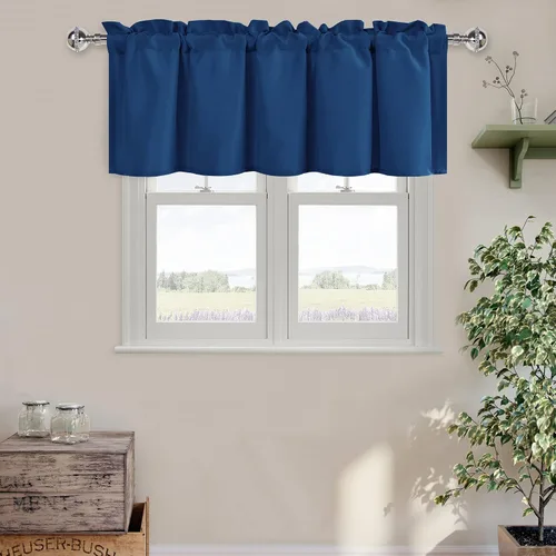 Vista 62 de DWCN Cortinas de Cenefa para Sala de Estar, Cocina, Baño/Sótano - Aqua Sólido, 1 Panel, 42 x 12 Pulgadas, Oscurecimiento de Habitación Solid Short