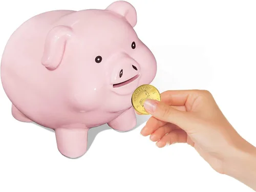 Vista 8 de Alcancía de Cerámica en Forma de Cerdo para Adultos, Debe Romperse para Abrir, Banco de Monedas para Niñas y Niños, Caja de Dinero en Efectivo