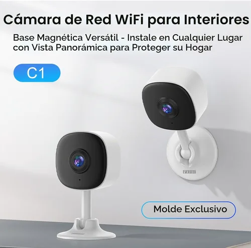 Vista 2 de EVERSECU Cámara de seguridad magnética 2K para el hogar, visión nocturna, cámara compacta para mascotas con aplicación de teléfono, detección