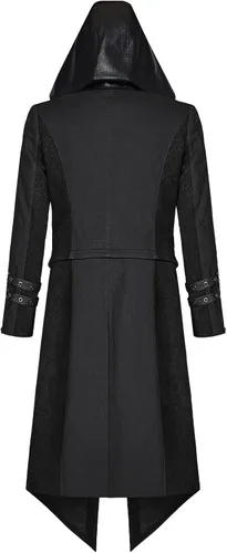 Vista 3 de Abrigo steampunk para hombre, chaqueta gótica, abrigo de cuero, disfraz medieval
