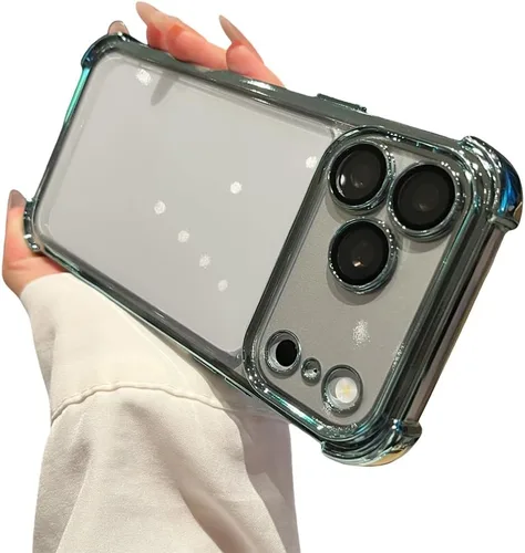 Vista 14 de Casechics Funda compatible con iPhone, protector de esquina galvanizado de cristal, transparente, suave, a prueba de golpes, color negro, iPhone 11