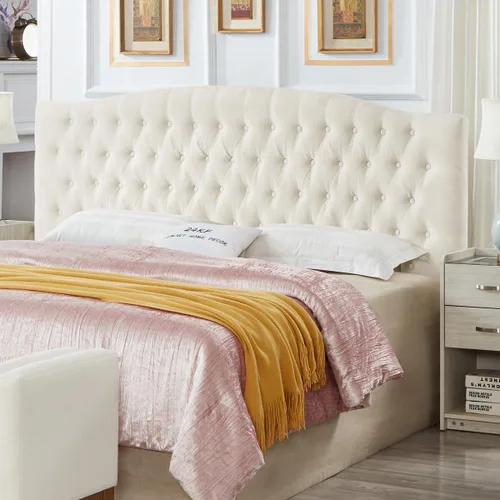 Vista 13 de 24KF Boucle 6025-Q-Boucle-Beige - Cabecera capitonada tapizada con botones y acolchada, cómoda y a la moda, tamaño Queen / Matrimonial, color beige