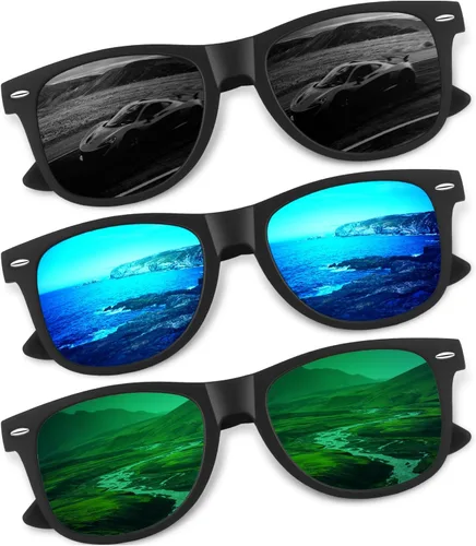 Vista 8 de CGID Gafas de sol polarizadas retro para hombres y mujeres, ligeras, negras, UV400, conducción, pesca, golf A00 Negro Gris