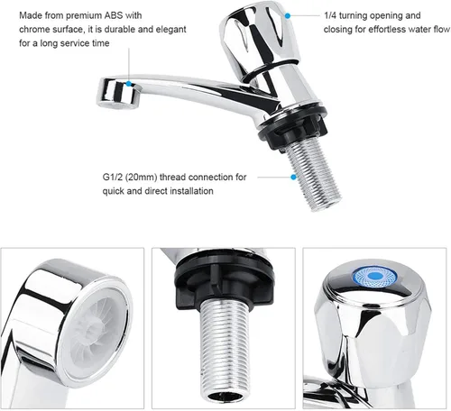 Vista 5 de Watris Veiyi Grifo de agua fría individual, grifo de agua ABS, grifo de agua fría, lavabo de baño Accesorios para fregadero de cocina G1/2