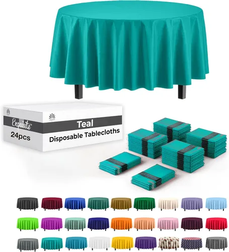 Vista 42 de Party Solids Mantel rectangular de plástico color azul aguamarina, 54 x 108 pulgadas, paquete de 24