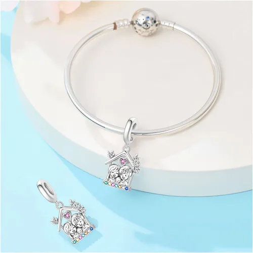 Vista 2 de Dijes de plata de ley 925 para pulseras, collares, colgante con circonitas cúbicas 5A dije charm para mujeres joyería DIY