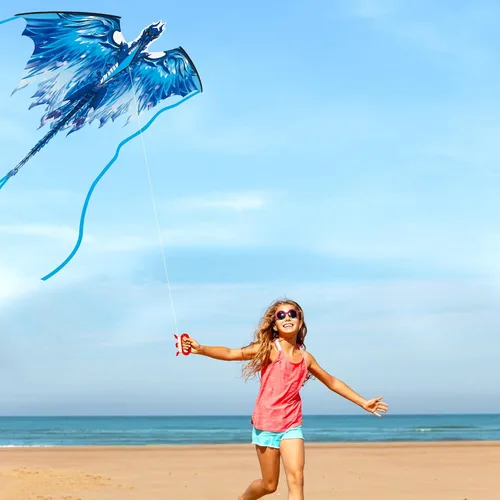 Vista 6 de Large Dragon Kite for Kids & Adults, Easy to Fly Outdoor Beach Park Kite