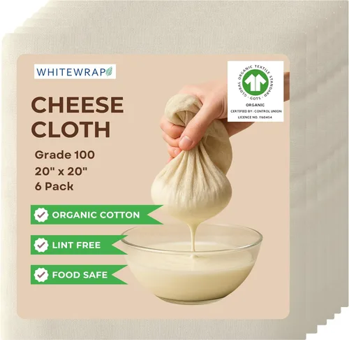 Vista 10 de Estopilla Bolsa de leche de nueces, colado reutilizable, 100% algodón sin blanquear, paño de muselina de mantequilla para cocinar, yogur, jugo