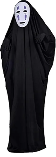 Vista 2 de No Face Man Kaonashi - Disfraces de cosplay de Halloween, conjunto completo de disfraz con máscara+ropa + guantes