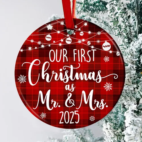 Vista 18 de Ornamento de Vidrio para el 50º Aniversario de Bodas – Elegante Decoración de Árbol de Navidad de Vidrio Transparente y Regalo Conmemorativo