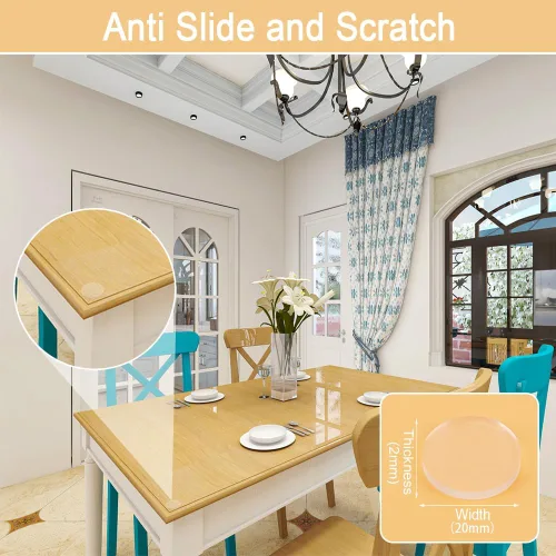 Vista 6 de Protector de mesa de vidrio suave transparente autoadhesivo de alta calidad, antideslizante y arañazos para mesa de cristal, almohadillas redondas
