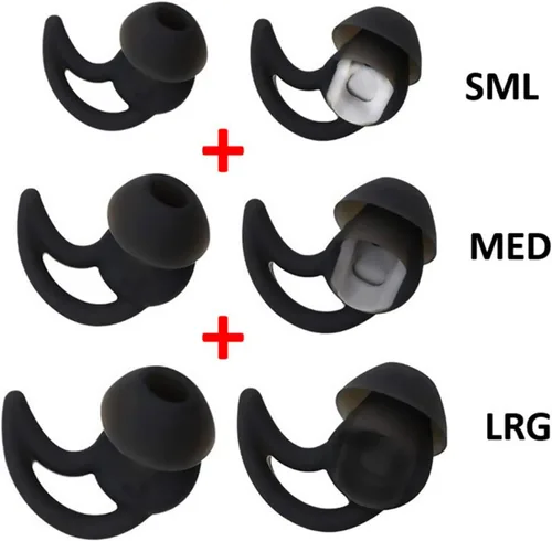 Vista 5 de 3 pares S/M/L de silicona de repuesto en el oído puntas de auricular Set auriculares para Bo-se QC20 QC20i SoundSport SIE2i IE2 IE3 Negro
